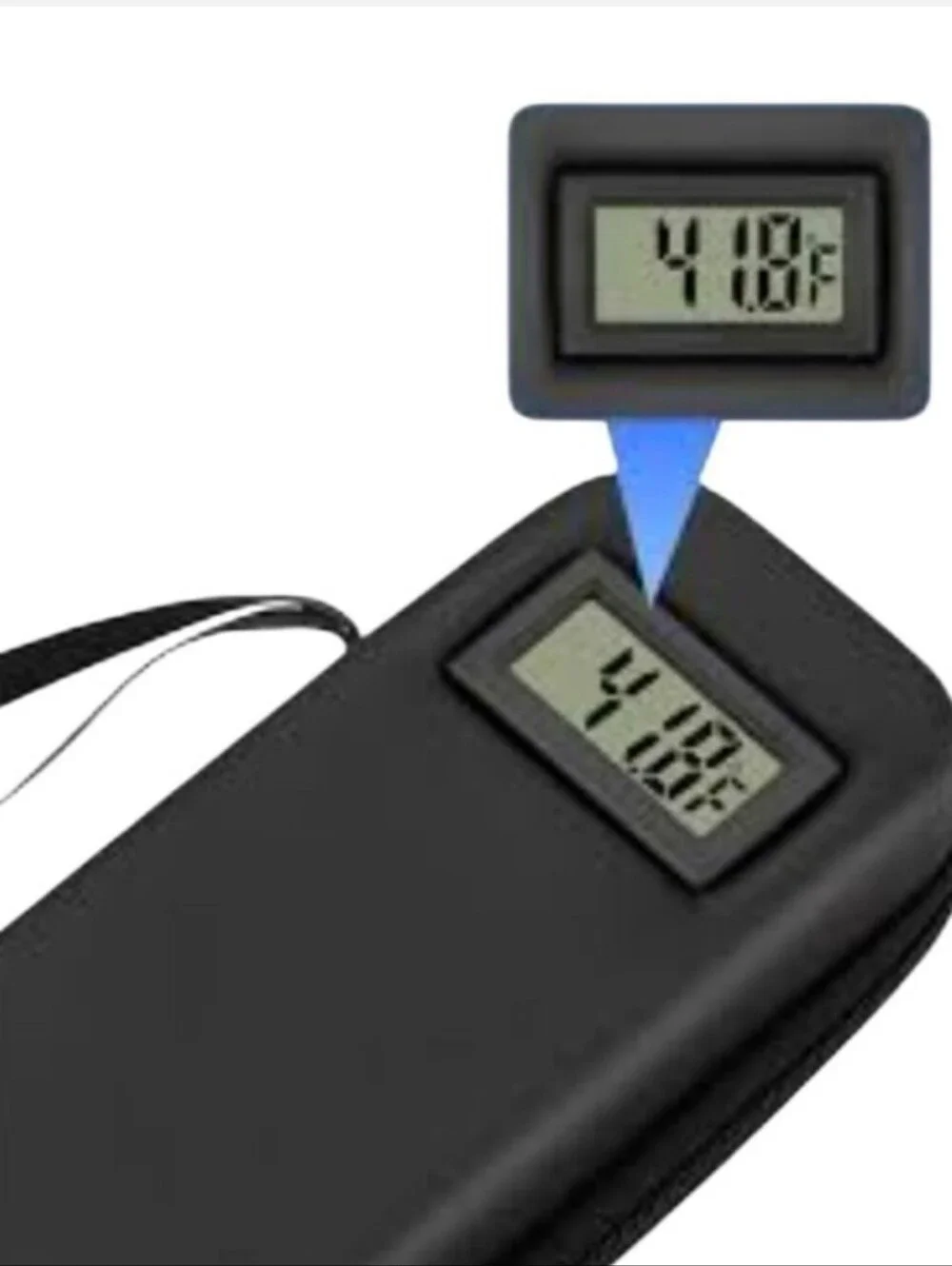 Black Travel Electronics Case with Built-In Thermometer